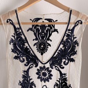 Lace Slipover Embroidered Cream Dress